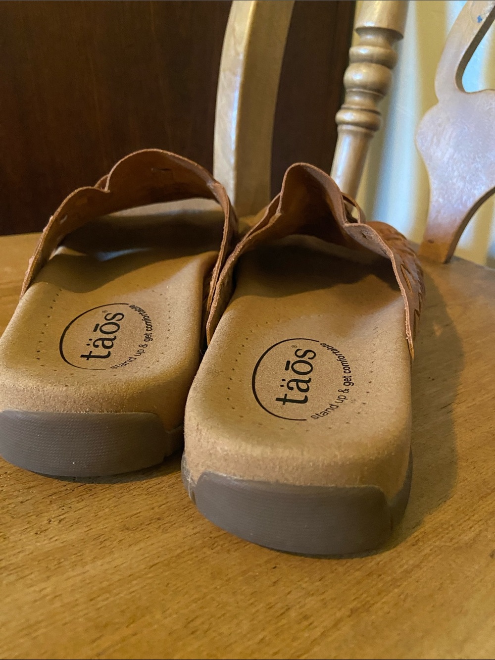 Taos Leather Sandals Woven Brown Like New Size 8 - Picture 4 of 5